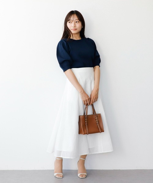 Sirin(シリン)の「シアーギンガムフレアスカ―ト【2サイズ展開】(スカート・レディース・ホワイト/ネイビー・SMALL/X-SMALL)」の14枚目の写真