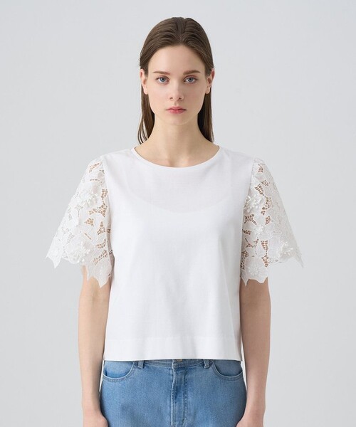 ANAYI(アナイ)の「コンパクトポンチスカラップ袖 プルオーバー(Tシャツ/カットソー・レディース・ホワイト/ブラック/ブラウン・38/36)」の21枚目の写真