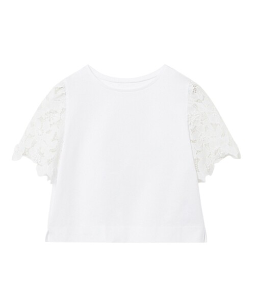 アナイ　tシャツ コンパクトポンチスカラップ袖 プルオーバー　ANAYI 白　M コンパクトポンチスカラップ袖 プルオーバー（Tシャツ