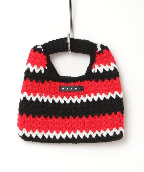 MARNI（マルニ）の「MARNI(マルニ)Kids & Junior ダイヤモンドクロシェ かぎ針編みハンドバッグ（ハンドバッグ・キッズ・ライトピンク/レッド・ONE SIZE）」の2枚目の写真