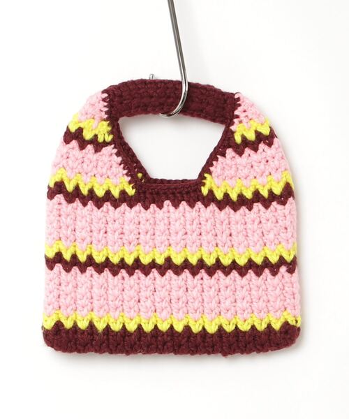 MARNI（マルニ）の「MARNI(マルニ)Kids & Junior ダイヤモンドクロシェ かぎ針編みハンドバッグ（ハンドバッグ・キッズ・ライトピンク/レッド・ONE SIZE）」の3枚目の写真