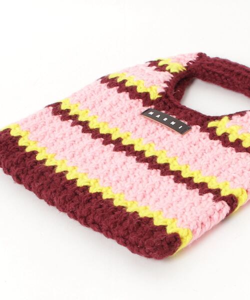 MARNI（マルニ）の「MARNI(マルニ)Kids & Junior ダイヤモンドクロシェ かぎ針編みハンドバッグ（ハンドバッグ・キッズ・ライトピンク/レッド・ONE SIZE）」の4枚目の写真