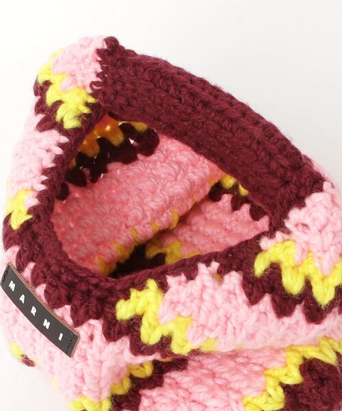 MARNI（マルニ）の「MARNI(マルニ)Kids & Junior ダイヤモンドクロシェ かぎ針編みハンドバッグ（ハンドバッグ・キッズ・ライトピンク/レッド・ONE SIZE）」の5枚目の写真