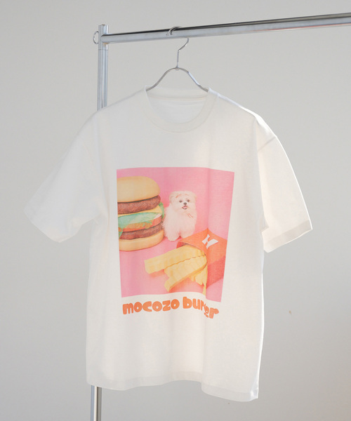B.C STOCK（ベーセーストック）の「【WEB＋一部店舗限定】モコゾウ x ハーハフー ハンバーガーTEE（Tシャツ/カットソー・レディース・ホワイト/ブラック・FREE）」の2枚目の写真