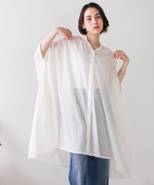 Bou Jeloud（ブージュルード）の「ボイルワイドチュニック（チュニック・レディース・ブラック/オフホワイト/ブルー・FREE）」の2枚目の写真