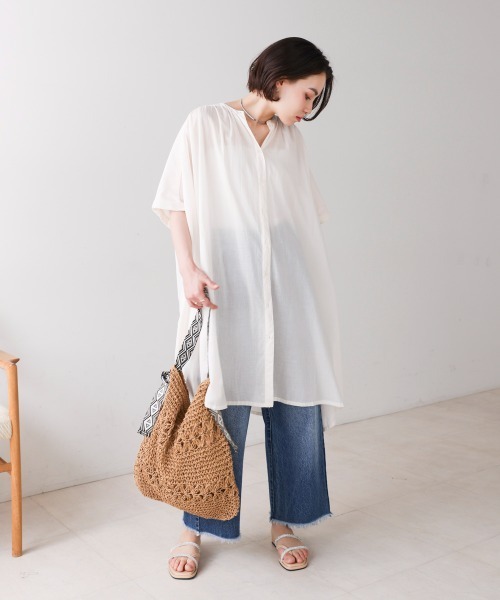 Bou Jeloud（ブージュルード）の「ボイルワイドチュニック（チュニック・レディース・ブラック/オフホワイト/ブルー・FREE）」の7枚目の写真