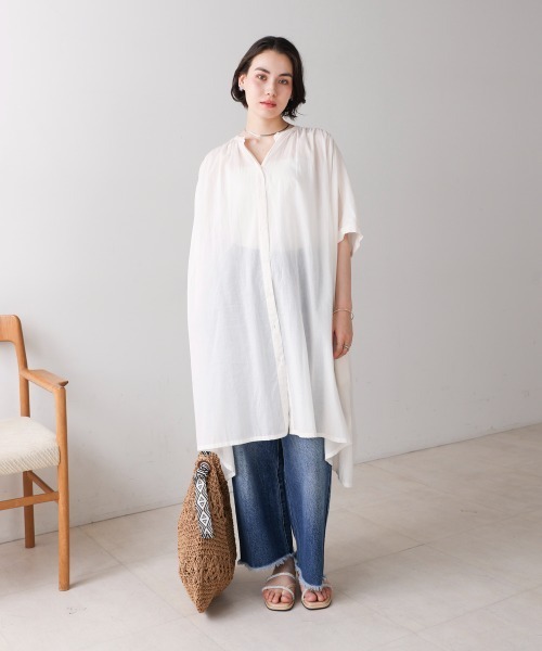 Bou Jeloud（ブージュルード）の「ボイルワイドチュニック（チュニック・レディース・ブラック/オフホワイト/ブルー・FREE）」の4枚目の写真