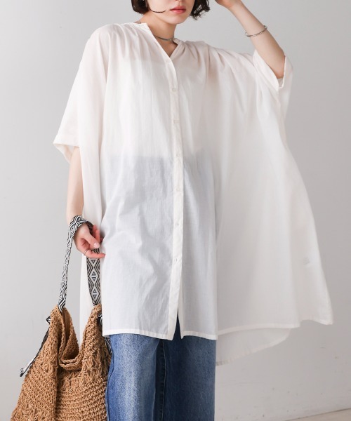 Bou Jeloud（ブージュルード）の「ボイルワイドチュニック（チュニック・レディース・ブラック/オフホワイト/ブルー・FREE）」の5枚目の写真