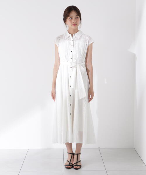 2色 シャツ ワンピース ノースリ イレヘム 紐ベルト きれいめ ♪ LUXE】ノースリドロストシャツワンピース | おしゃれな大人
