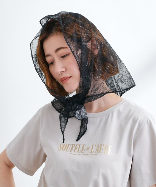 grove（グローブ）の「レーストライアングルスカーフ（バンダナ/スカーフ・レディース・アイボリー/ブラック・00）」の7枚目の写真