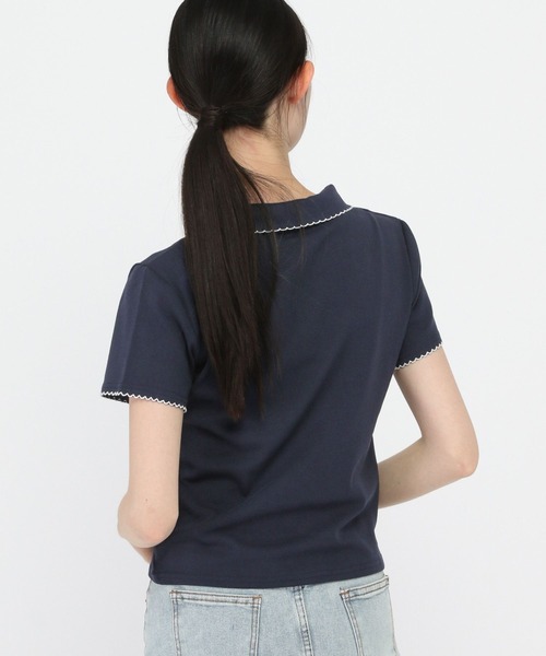 3.3 Field Trip （3.3フィールドトリップ）の「3.3 Field Trip／襟フリルポロT（Tシャツ/カットソー・レディース・ネイビー/ホワイト/ブラック・FREE）」の20枚目の写真
