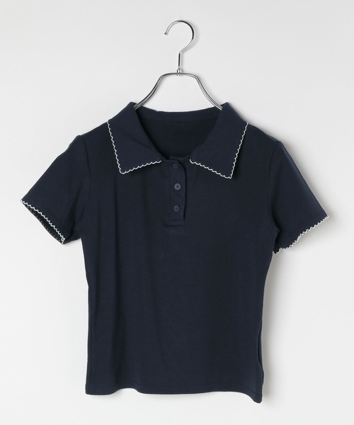 3.3 Field Trip （3.3フィールドトリップ）の「3.3 Field Trip／襟フリルポロT（Tシャツ/カットソー・レディース・ネイビー/ホワイト/ブラック・FREE）」の19枚目の写真