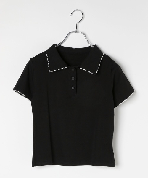 3.3 Field Trip （3.3フィールドトリップ）の「3.3 Field Trip／襟フリルポロT（Tシャツ/カットソー・レディース・ネイビー/ホワイト/ブラック・FREE）」の18枚目の写真