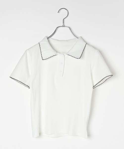 3.3 Field Trip （3.3フィールドトリップ）の「3.3 Field Trip／襟フリルポロT（Tシャツ/カットソー・レディース・ネイビー/ホワイト/ブラック・FREE）」の17枚目の写真