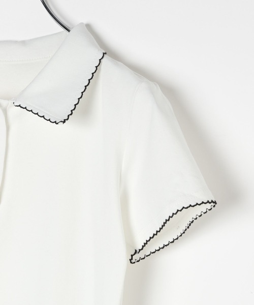 3.3 Field Trip （3.3フィールドトリップ）の「3.3 Field Trip／襟フリルポロT（Tシャツ/カットソー・レディース・ネイビー/ホワイト/ブラック・FREE）」の14枚目の写真