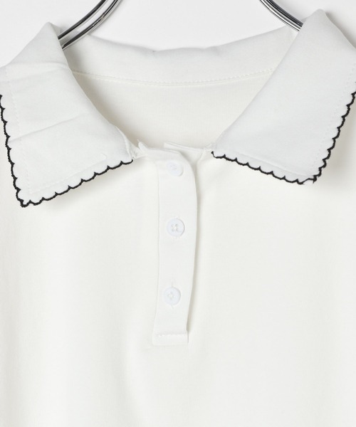 3.3 Field Trip （3.3フィールドトリップ）の「3.3 Field Trip／襟フリルポロT（Tシャツ/カットソー・レディース・ネイビー/ホワイト/ブラック・FREE）」の11枚目の写真