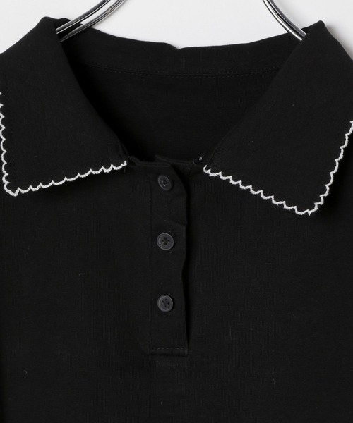 3.3 Field Trip （3.3フィールドトリップ）の「3.3 Field Trip／襟フリルポロT（Tシャツ/カットソー・レディース・ネイビー/ホワイト/ブラック・FREE）」の10枚目の写真