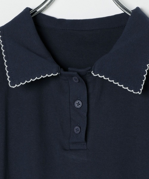 3.3 Field Trip （3.3フィールドトリップ）の「3.3 Field Trip／襟フリルポロT（Tシャツ/カットソー・レディース・ネイビー/ホワイト/ブラック・FREE）」の9枚目の写真