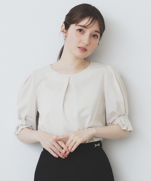 index(インデックス)の「ストライプジャージタックスリーブトップス【吸水速乾/洗濯機洗い可】(Tシャツ/カットソー・レディース・ブルー系7/ネイビー系2/ワイン系1/ベージュ系その他6/ブラウン系その他4・36/38/40/42)」の3枚目の写真