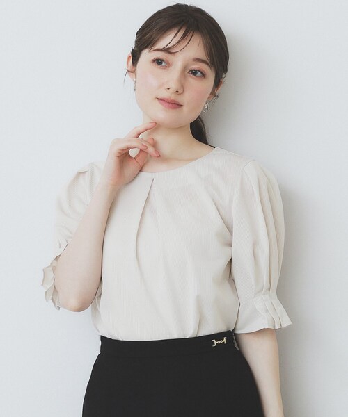 index(インデックス)の「ストライプジャージタックスリーブトップス【吸水速乾/洗濯機洗い可】(Tシャツ/カットソー・レディース・ブルー系7/ネイビー系2/ワイン系1/ベージュ系その他6/ブラウン系その他4・36/38/40/42)」の11枚目の写真