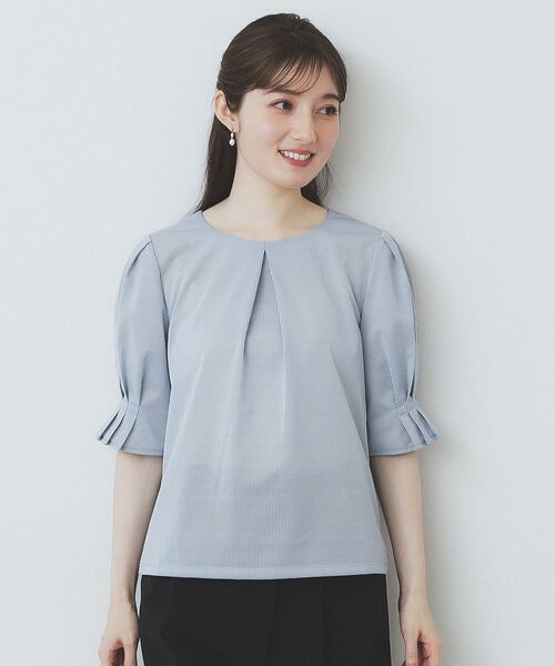 index(インデックス)の「ストライプジャージタックスリーブトップス【吸水速乾/洗濯機洗い可】(Tシャツ/カットソー・レディース・ブルー系7/ネイビー系2/ワイン系1/ベージュ系その他6/ブラウン系その他4・36/38/40/42)」の20枚目の写真