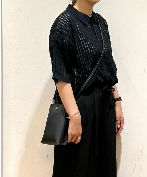 BACK NUMBER（バックナンバー）の「【BACK NUMBER】透かし編みニット半袖シャツ（その他トップス・メンズ・ブラウン/ブラック/ネイビー・XL/M/L）」の3枚目の写真