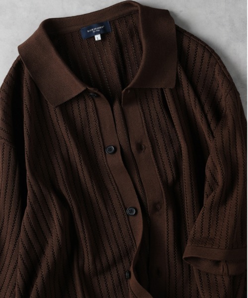 BACK NUMBER（バックナンバー）の「【BACK NUMBER】透かし編みニット半袖シャツ（その他トップス・メンズ・ブラウン/ブラック/ネイビー・XL/M/L）」の2枚目の写真