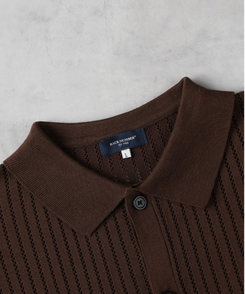 BACK NUMBER（バックナンバー）の「【BACK NUMBER】透かし編みニット半袖シャツ（その他トップス・メンズ・ブラウン/ブラック/ネイビー・XL/M/L）」の14枚目の写真