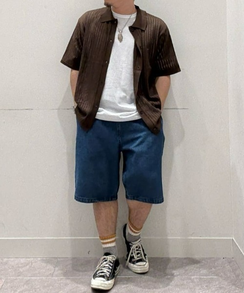 BACK NUMBER（バックナンバー）の「【BACK NUMBER】透かし編みニット半袖シャツ（その他トップス・メンズ・ブラウン/ブラック/ネイビー・XL/M/L）」の7枚目の写真