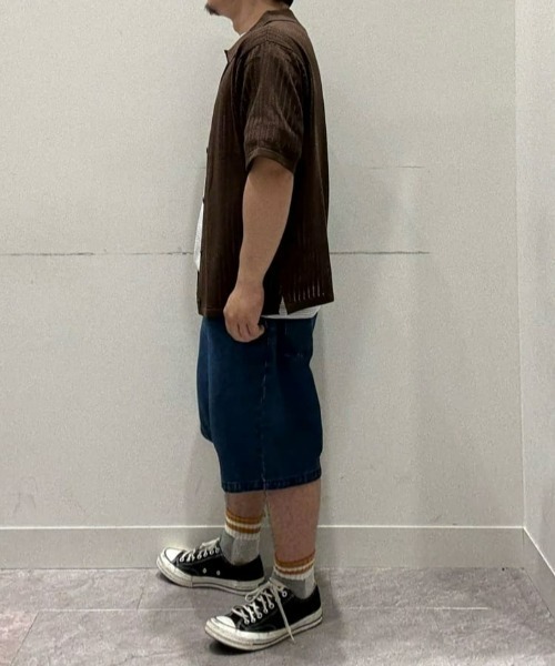 BACK NUMBER（バックナンバー）の「【BACK NUMBER】透かし編みニット半袖シャツ（その他トップス・メンズ・ブラウン/ブラック/ネイビー・XL/M/L）」の5枚目の写真