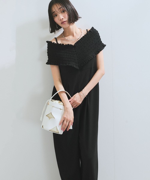 VIS(ビス)の「シャーリングオフショルダーオールインワン(つなぎ/オールインワン・レディース・ブラック/ブルー系その他4・FREE)」の9枚目の写真