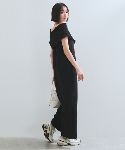 VIS(ビス)の「シャーリングオフショルダーオールインワン(つなぎ/オールインワン・レディース・ブラック/ブルー系その他4・FREE)」の8枚目の写真