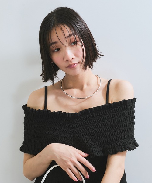 VIS(ビス)の「シャーリングオフショルダーオールインワン(つなぎ/オールインワン・レディース・ブラック/ブルー系その他4・FREE)」の7枚目の写真