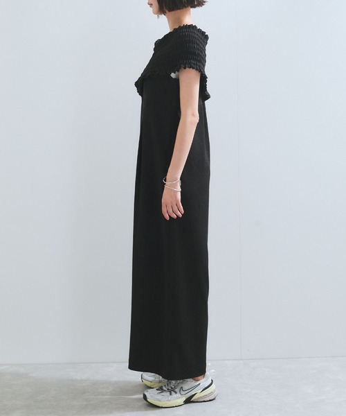 VIS(ビス)の「シャーリングオフショルダーオールインワン(つなぎ/オールインワン・レディース・ブラック/ブルー系その他4・FREE)」の3枚目の写真