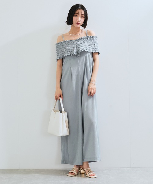 VIS(ビス)の「シャーリングオフショルダーオールインワン(つなぎ/オールインワン・レディース・ブラック/ブルー系その他4・FREE)」の14枚目の写真