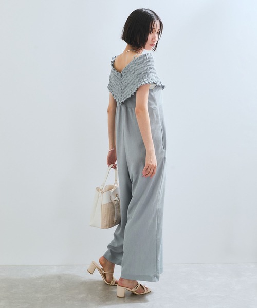 VIS(ビス)の「シャーリングオフショルダーオールインワン(つなぎ/オールインワン・レディース・ブラック/ブルー系その他4・FREE)」の13枚目の写真