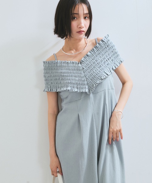 VIS(ビス)の「シャーリングオフショルダーオールインワン(つなぎ/オールインワン・レディース・ブラック/ブルー系その他4・FREE)」の16枚目の写真