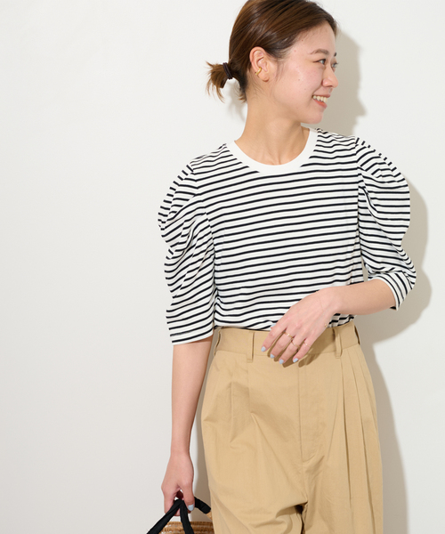 JOURNAL STANDARD relume（ジャーナルスタンダード　レリューム）の「《WEB限定追加》スリーブコンシャスプルオーバー（Tシャツ/カットソー・レディース・ホワイト/ホワイト系その他/ブラック・FREE）」の18枚目の写真