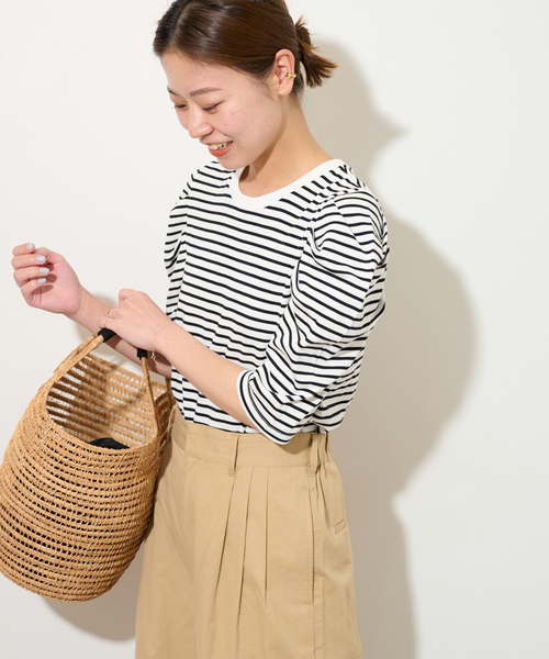 JOURNAL STANDARD relume（ジャーナルスタンダード　レリューム）の「《WEB限定追加》スリーブコンシャスプルオーバー（Tシャツ/カットソー・レディース・ホワイト/ホワイト系その他/ブラック・FREE）」の19枚目の写真
