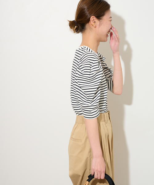 JOURNAL STANDARD relume（ジャーナルスタンダード　レリューム）の「《WEB限定追加》スリーブコンシャスプルオーバー（Tシャツ/カットソー・レディース・ホワイト/ホワイト系その他/ブラック・FREE）」の20枚目の写真