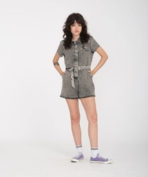 VOLCOM（ボルコム）の「【VOLCOM/ボルコム】 Womens Asphalt Romper /ベルト付きデニムショートロンパース（つなぎ/オールインワン）」