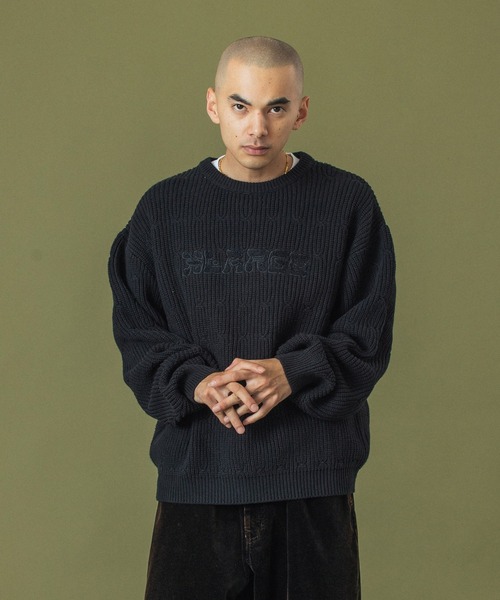 【rei】A MACHINE 24AW Inner Sweater CHAIN HALF ZIP KNIT SWEATER - TEAL – Hellrazor Online