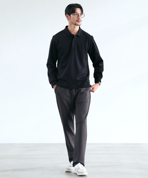 SPU（スプ）の「抗菌防臭コンフォート鹿の子長袖比翼ポロシャツ（ポロシャツ・メンズ・杢グレー/チャコール/ブラック・XL/L/M）」の13枚目の写真