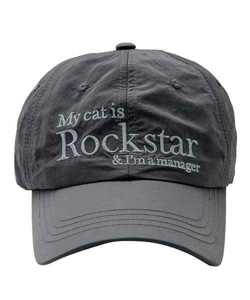 My cat is Rockstar Nylon cap★ナイロンキャップ(全12色) ロックスター キャット ナイロン キャップ (ブラック) | JOEGUSH