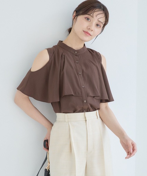 Andemiu(アンデミュウ)の「2WAYスリットブラウス577729(シャツ/ブラウス・レディース・ブラック/オフホワイト/ブラウン・FREE)」の5枚目の写真