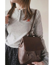 SALTMINT（ソルトミント）の「【韓国レトロ】ヴィンテージレザー風ミニリュック｜素肌になじむブラウンカラー（バックパック/リュック）」