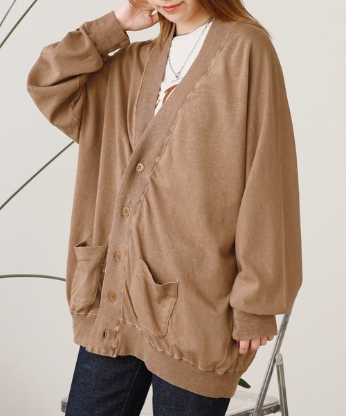 REMI RELIEF（レミレリーフ）の「REMI RELIEF/レミレリーフ ノンストレス綿麻プレーティング天竺 カーディガン（カーディガン/ボレロ・メンズ・キナリ/ブラック/ブラウン・M）」の15枚目の写真