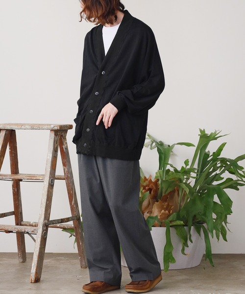 REMI RELIEF（レミレリーフ）の「REMI RELIEF/レミレリーフ ノンストレス綿麻プレーティング天竺 カーディガン（カーディガン/ボレロ・メンズ・キナリ/ブラック/ブラウン・M）」の13枚目の写真