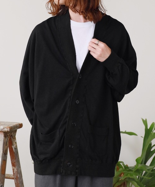 REMI RELIEF（レミレリーフ）の「REMI RELIEF/レミレリーフ ノンストレス綿麻プレーティング天竺 カーディガン（カーディガン/ボレロ・メンズ・キナリ/ブラック/ブラウン・M）」の10枚目の写真