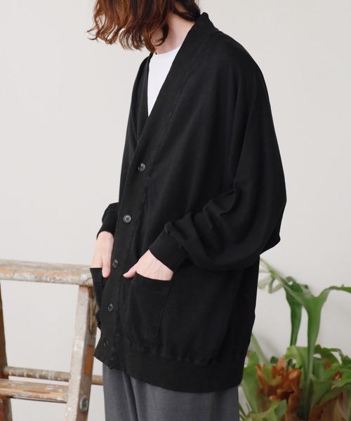 REMI RELIEF（レミレリーフ）の「REMI RELIEF/レミレリーフ ノンストレス綿麻プレーティング天竺 カーディガン（カーディガン/ボレロ・メンズ・キナリ/ブラック/ブラウン・M）」の11枚目の写真